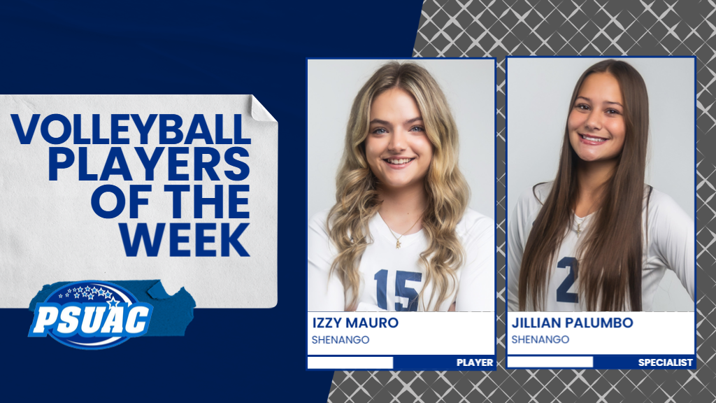 Penn State Shenango swept the weekly conference awards in the PSUAC for the week ending October 5, 2025, with Izzy Mauro and Jillian Palumbo both being named as individuals and the Shenango volleyball team earning Team of the Week.