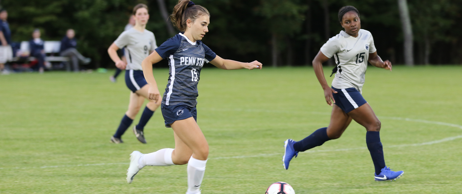 Penn State Hazleton's Camille Principe dribbles down the field.