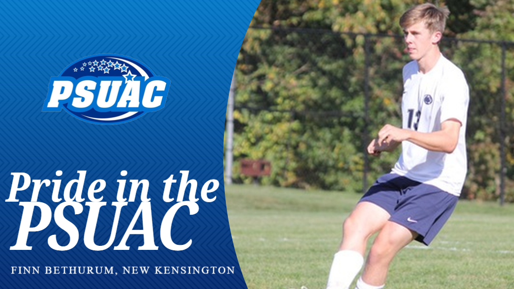 Penn State New Kensington men's soccer player Finn Bethurum showcases his skills on the field and in his Pride in the PSUAC piece.