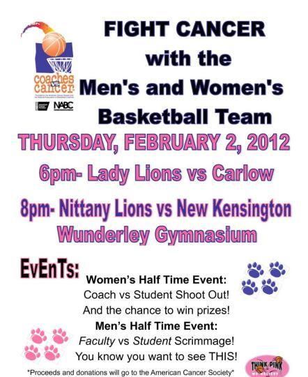 Join Our Penn State Greater Allegheny Basketball Teams in the Fight Against Cancer!