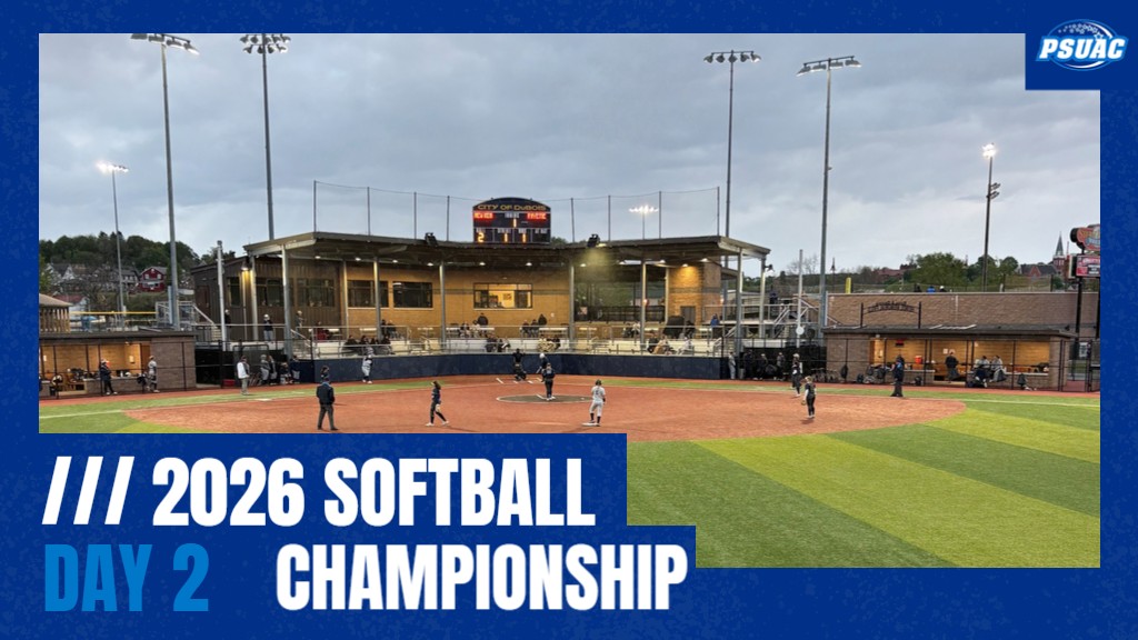 A night scene from Heindl Field in DuBois, Pa. during the 2026 PSUAC Softball Championship Tournament.