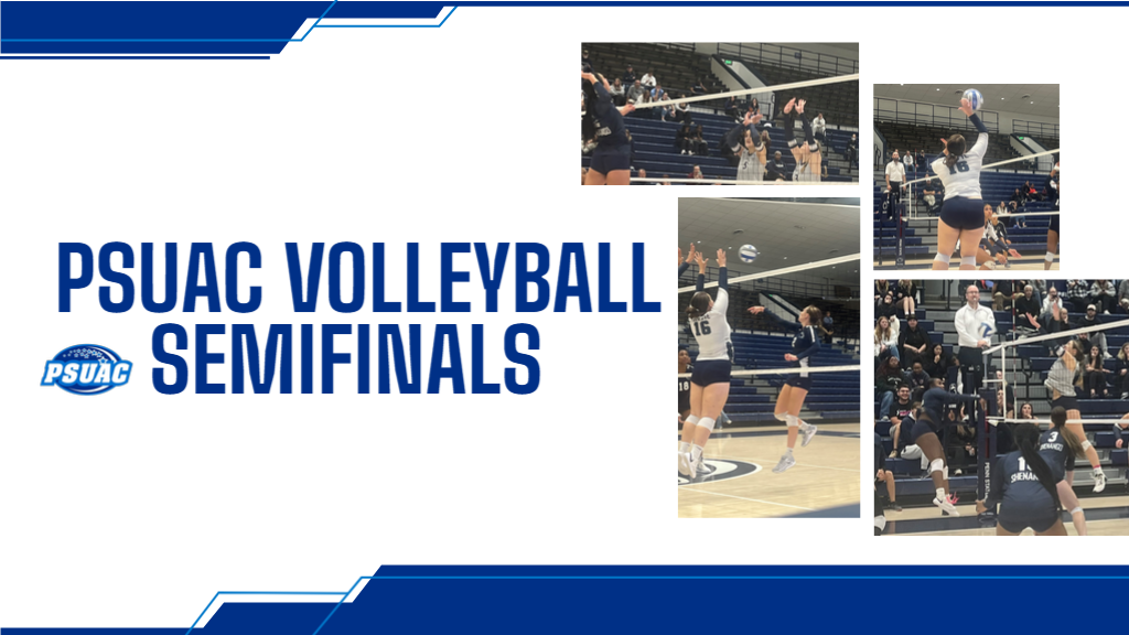 A graphic showing various photos from the 2024 PSUAC Volleyball Semifinal matches.