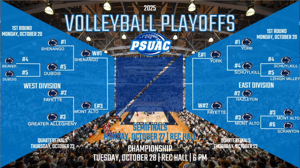 PSUAC Volleyball Championship tournament bracket showing the final four of the 2025 edition.